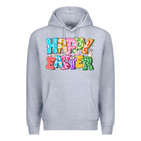Heather Grey Happy Easter Premium Hoodie - CowhideDigitalArt