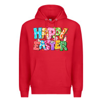 Red Happy Easter Premium Hoodie - CowhideDigitalArt