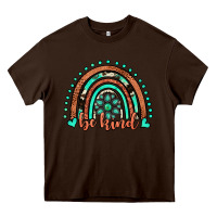 Chocolate Brown be kind western turquoise rainbow Heavy Core Tee - JahusDesignShop