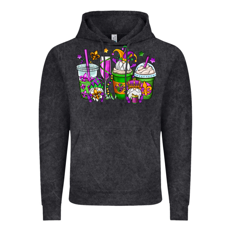 Mardi Gras Gnomes Coffee Cups Vintage Hoodie by OliviaCreatesArt | Teevron