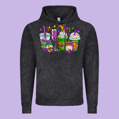 Mardi Gras Gnomes Coffee Cups Vintage Hoodie Designed By Oliviacreatesart