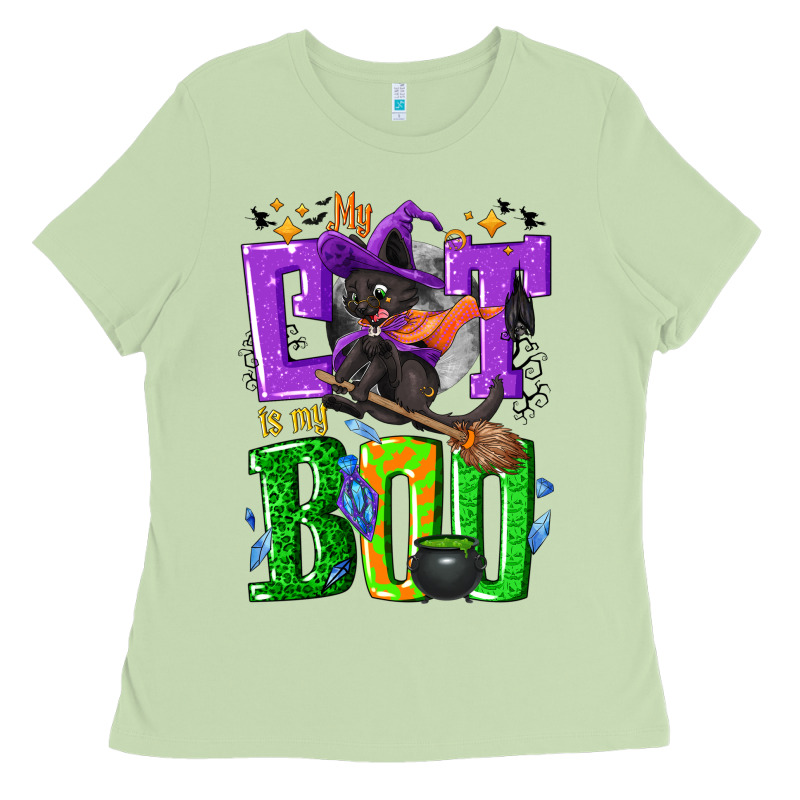 My Cat Is My Boo Halloween Ladies Tee by NancyCooperArtShop | Teevron