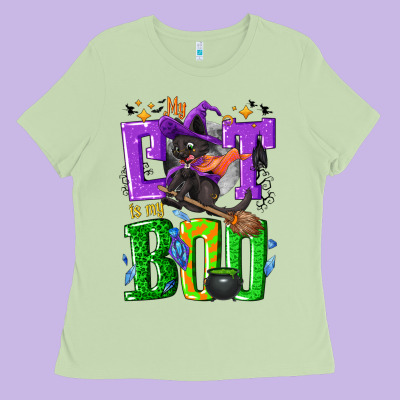 My Cat Is My Boo Halloween Ladies Tee Designed By Nancycooperartshop