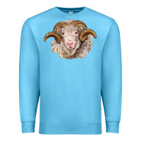 Ocean Blue merino wool ram Premium Sweatshirt - BarkalooDesign