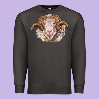 Merino Wool Ram Premium Sweatshirt Designed By Barkaloodesign