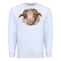 White merino wool ram Premium Sweatshirt - BarkalooDesign