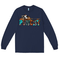 Navy western cowboy hat punchy Long Sleeve Tee - OliviaCreatesArt