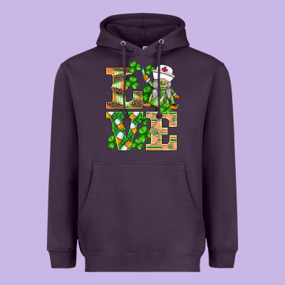 St.patricks Nurse Love Gnomies Heavyweight Hoodie Designed By Barkaloodesign