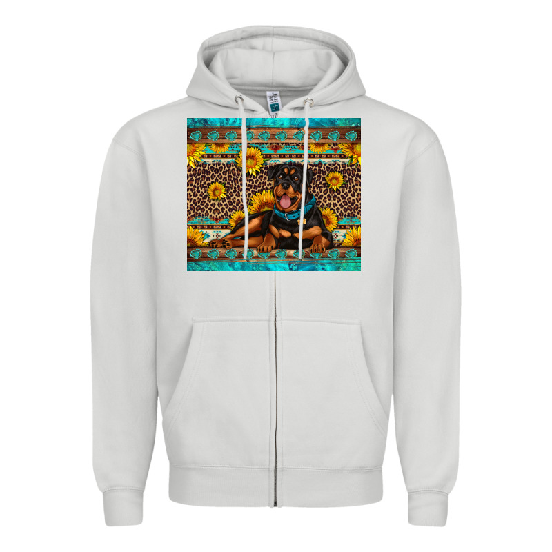 Rottweiler With Western Background Zipper Hoodie by Artiststas | Teevron