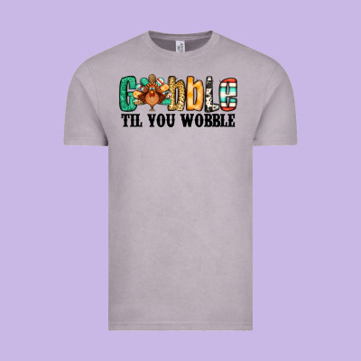 Gobble Til You Wobble Thanksgiving Turkey Vintage Tee Designed By Jasminsmagicworld