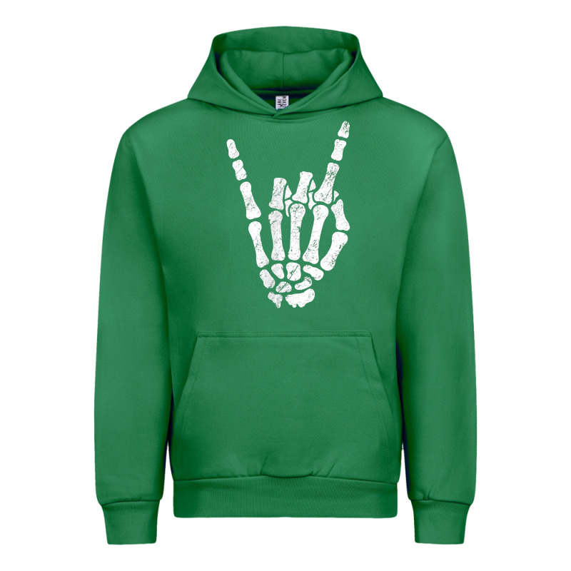 Rock Hand Sign Skeleton Rock N Roll Halloween Faux Pocket Urban Hoodie by longCreatives | Teevron