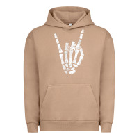 Pigment Burro Rock Hand Sign Skeleton Rock N Roll Halloween Faux Pocket Urban Hoodie - longCreatives