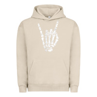 Pigment French Oak Rock Hand Sign Skeleton Rock N Roll Halloween Faux Pocket Urban Hoodie - longCreatives