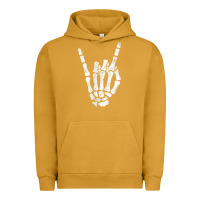Pigment Peanut Butter Rock Hand Sign Skeleton Rock N Roll Halloween Faux Pocket Urban Hoodie - longCreatives
