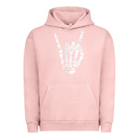 Pigment Salmon Rock Hand Sign Skeleton Rock N Roll Halloween Faux Pocket Urban Hoodie - longCreatives