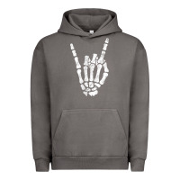 Pigment Tornado Rock Hand Sign Skeleton Rock N Roll Halloween Faux Pocket Urban Hoodie - longCreatives