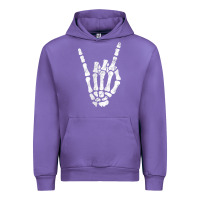 Tulip Rock Hand Sign Skeleton Rock N Roll Halloween Faux Pocket Urban Hoodie - longCreatives
