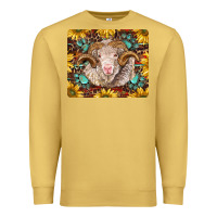 Antique Gold merino ram with sunflowers and gemstone mousepad Premium Sweatshirt - BarkalooDesign