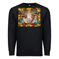 Black merino ram with sunflowers and gemstone mousepad Premium Sweatshirt - BarkalooDesign