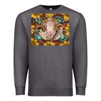Charcoal Heather merino ram with sunflowers and gemstone mousepad Premium Sweatshirt - BarkalooDesign