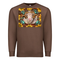 Chestnut merino ram with sunflowers and gemstone mousepad Premium Sweatshirt - BarkalooDesign