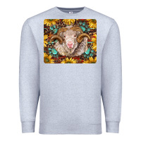 Heather Grey merino ram with sunflowers and gemstone mousepad Premium Sweatshirt - BarkalooDesign