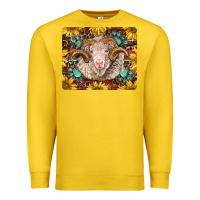 Lemon merino ram with sunflowers and gemstone mousepad Premium Sweatshirt - BarkalooDesign
