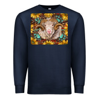 Navy merino ram with sunflowers and gemstone mousepad Premium Sweatshirt - BarkalooDesign