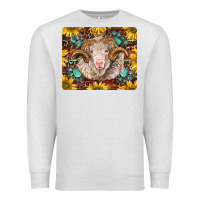 Oatmeal Heather merino ram with sunflowers and gemstone mousepad Premium Sweatshirt - BarkalooDesign