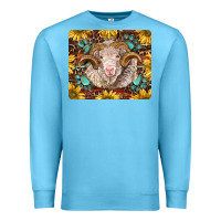 Ocean Blue merino ram with sunflowers and gemstone mousepad Premium Sweatshirt - BarkalooDesign