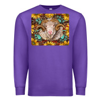 Purple merino ram with sunflowers and gemstone mousepad Premium Sweatshirt - BarkalooDesign