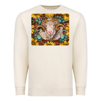 Sandshell merino ram with sunflowers and gemstone mousepad Premium Sweatshirt - BarkalooDesign