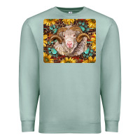 Seafoam merino ram with sunflowers and gemstone mousepad Premium Sweatshirt - BarkalooDesign