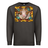 Smoke merino ram with sunflowers and gemstone mousepad Premium Sweatshirt - BarkalooDesign