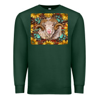 Sports Green merino ram with sunflowers and gemstone mousepad Premium Sweatshirt - BarkalooDesign