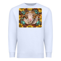 White merino ram with sunflowers and gemstone mousepad Premium Sweatshirt - BarkalooDesign