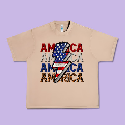 America With Lightning Bold Urban Heavy Tee Designed By Cowgirlartshop