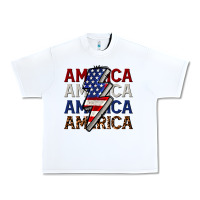 White America with lightning bold Urban Heavy Tee - CowGirlArtShop