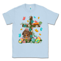 Dusty Blue Western Rabbit with Cross Easter Day Classic Tee - HowdyJamesFarm