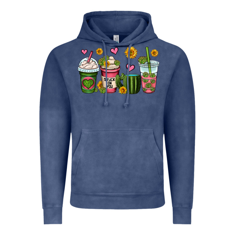 Stuck On You Cactus Coffee Cups Vintage Hoodie by OliviaCreatesArt | Teevron