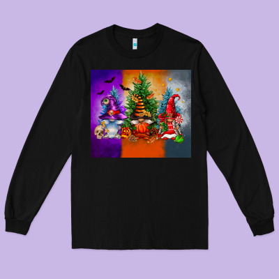 Halloween Gnomes Long Sleeve Tee Designed By Fadigitalartstudio