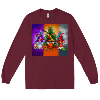 Burgundy halloween gnomes Long Sleeve Tee - FaDigitalArtStudio