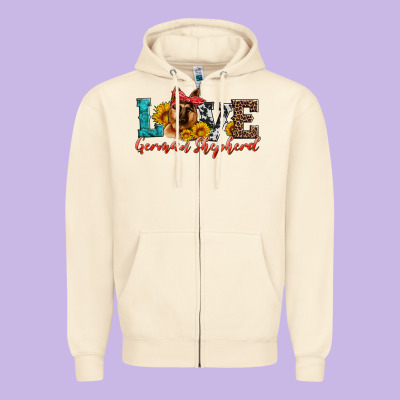 Love German Shepherd Zipper Hoodie Designed By Artiststas