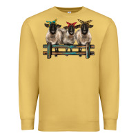 Antique Gold 3 sheeps suffolk ewe with bandanas and fence Premium Sweatshirt - BarkalooDesign