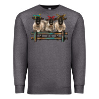 Charcoal Heather 3 sheeps suffolk ewe with bandanas and fence Premium Sweatshirt - BarkalooDesign