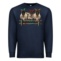 Navy 3 sheeps suffolk ewe with bandanas and fence Premium Sweatshirt - BarkalooDesign