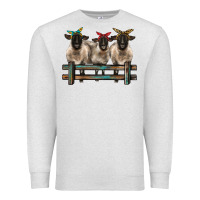 Oatmeal Heather 3 sheeps suffolk ewe with bandanas and fence Premium Sweatshirt - BarkalooDesign