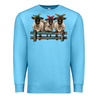Ocean Blue 3 sheeps suffolk ewe with bandanas and fence Premium Sweatshirt - BarkalooDesign
