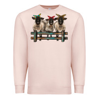 Pale Pink 3 sheeps suffolk ewe with bandanas and fence Premium Sweatshirt - BarkalooDesign