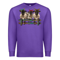 Purple 3 sheeps suffolk ewe with bandanas and fence Premium Sweatshirt - BarkalooDesign